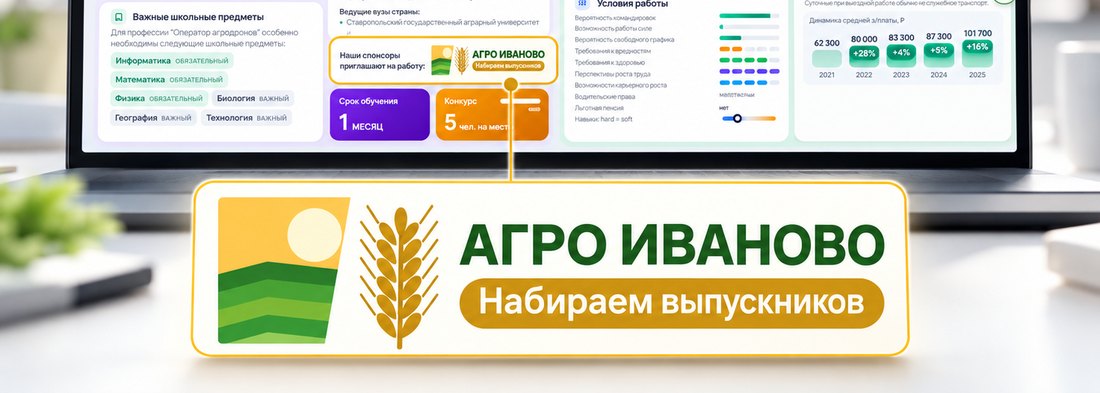 Баннер предприятия в карточке профессии «Оператор агродронов»